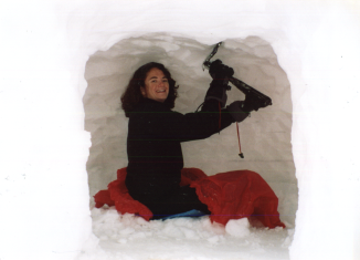 Sara working on the snow cave